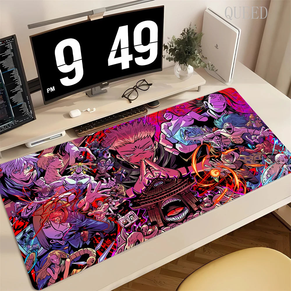 90x40CM Black Anime Jujutsu Kaisen Large Mouse Pad Ryomen Sukuna Xxl MousePads Pc Computer Gaming Accessories Non-slip Desk Mat