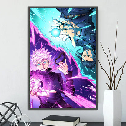 J-Jujutsu Gojo Satoru Self-adhesive Poster Anime Wallpaper Figures Home Decoration Painting Wall Art Bedroom Cartoons Decor