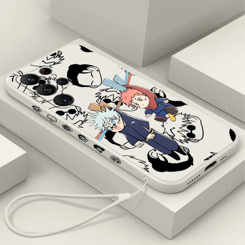 Coque de téléphone Jujutsu Kaisen Art Anime Cool pour Samsung Galaxy S25 S24 S23 S22 S21 S20 Ultra Plus FE 5G Liquid Left Rope