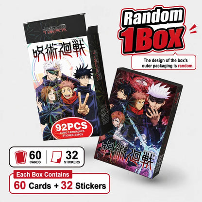 Jujutsu Kaisen 92PCS Lomo Cards Sticker Box Gojo Yuji Sukuna Character Cards for Album Decor Collection Toys Birthday Gifts
