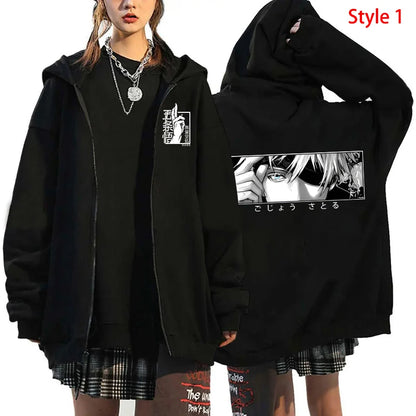 Autumn Zip Up Jacket Anime Satoru Gojo Printing Zippered Hoodie Streetwear Men Women Sweatshirts Harajuku Unisex Casual Clothing - Jujutsu Kaisen Merch - Free Shipping Buy Now