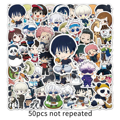 50PCS Jujutsu Kaisen Stickers Q Version Graffiti Stickers DIY Diary Phone Case Handmade Scrapbook Aesthetic Stickers