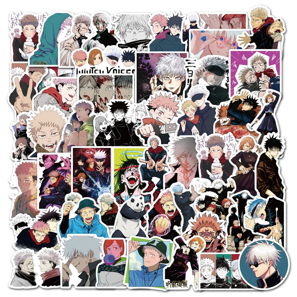 50Pcs Cartoon Jujutsu Kaisen Stickers DIY Laptop Skateboard Kids Cool Sticker Itadori Yuji Satoru Gojo Anime Decal Toys