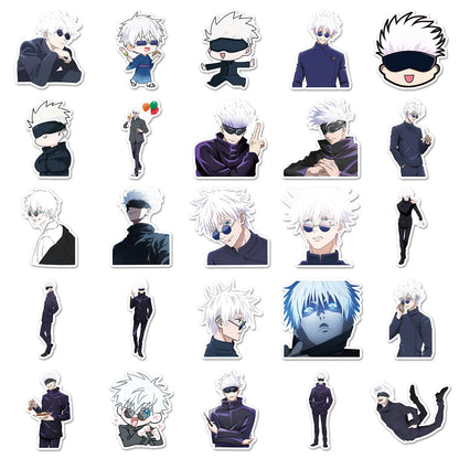 Lot de 10/50 autocollants Jujutsu Kaisen, dessin animé, étanche, pour ordinateur portable, téléphone, guitare, skateboard, enfants, cool, dessin animé, Satoru Gojo, jouets