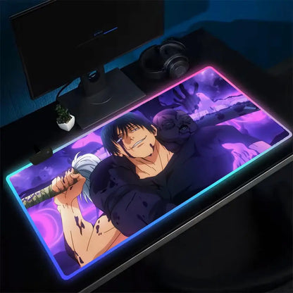 Fushiguro Toji Jujutsu Kaisen Mouse Pad RGB Extra Large Mouse Pad for Gaming, Smooth Surface, Non-Slip, Customizable Lights