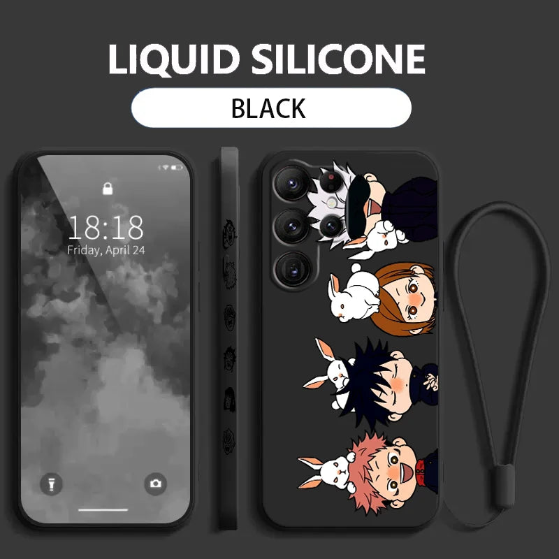 Coque de téléphone Jujutsu Kaisen Art Anime Cool pour Samsung Galaxy S25 S24 S23 S22 S21 S20 Ultra Plus FE 5G Liquid Left Rope