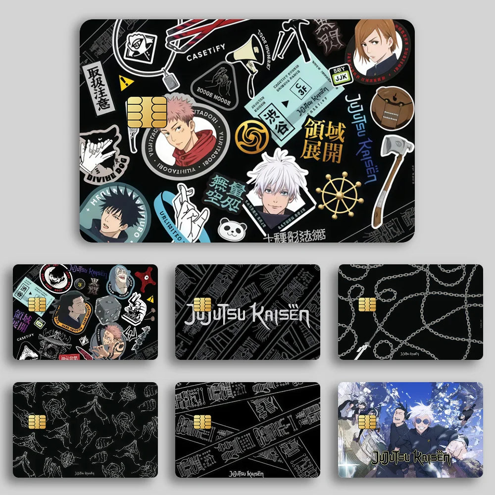 J-Jujutsu Kaisen Fushiguro Toji Anime Film Skin Cover Credit Card Stickers 4PCS Debit Front Decoration Bank Bus Pass Waterproof