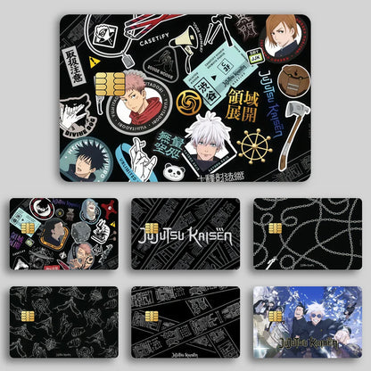 J-Jujutsu Kaisen Fushiguro Toji Anime Film Skin Cover Credit Card Stickers 4PCS Debit Front Decoration Bank Bus Pass Waterproof