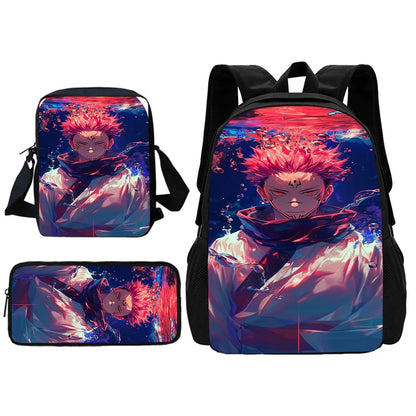 Ensemble de sacs à dos d'école Jujutsu Kaisen Satoru Gojo pour enfants, avec sac à bandoulière, sacs à crayons, sacs d'école pour garçons et filles, meilleur cadeau
