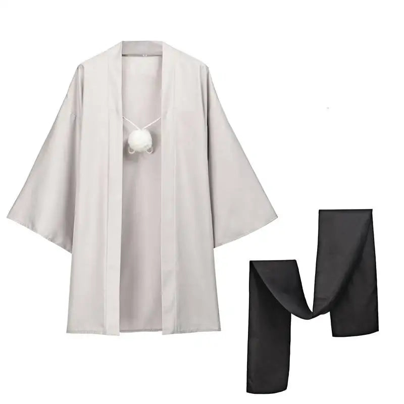 DAZCOS Satoru Cosplay Haori Kimono Jacket Men with Scarf Satoru Costume Adult Outfits Japan Kimono Comic-Con Carnival Clothing - Jujutsu Kaisen Merch - Free Shipping Buy Now