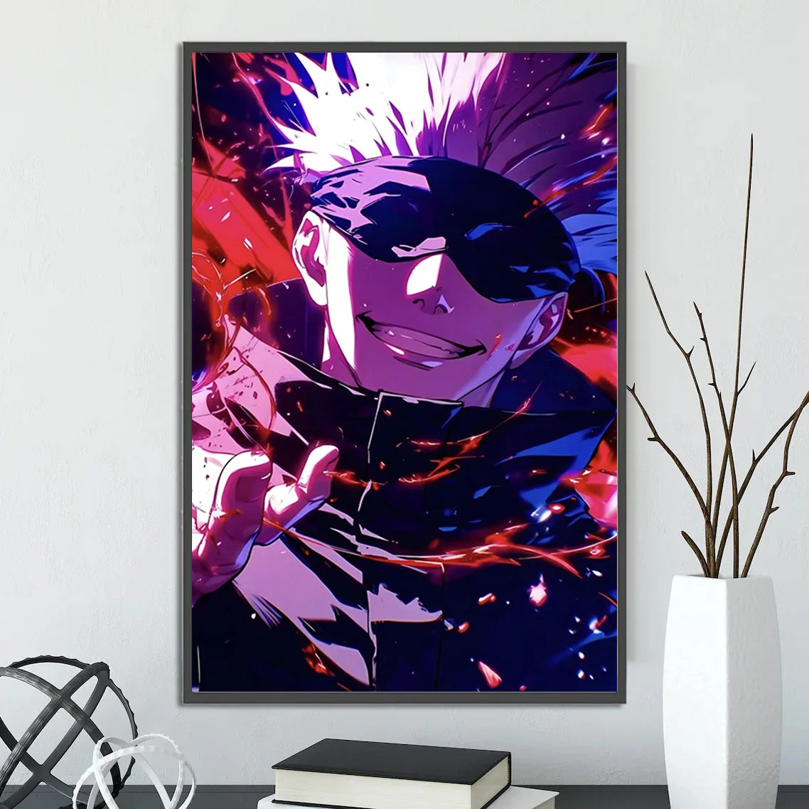 J-Jujutsu Gojo Satoru Self-adhesive Poster Anime Wallpaper Figures Home Decoration Painting Wall Art Bedroom Cartoons Decor