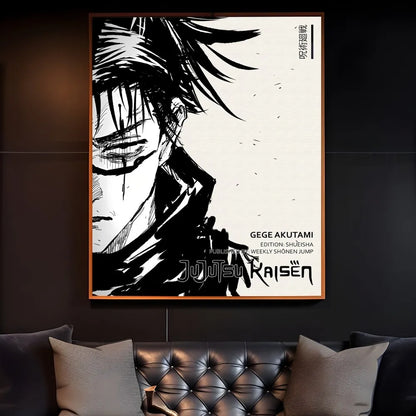 J-JujutsuES Japan Anime K-KaisenES Poster Sticky Wall Art Printing Waterproof Home Living Bed Room Bar Hallway Aesthetic Decor