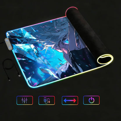 Hot Anime J-Jujutsu K-Kaisen-S Mouse Pad  RGB Led Gaming Bedroom Office Desk Non-Slip Mat  Waterproof Large