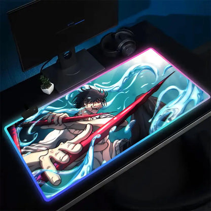 Fushiguro Toji Jujutsu Kaisen Mouse Pad RGB Extra Large Mouse Pad for Gaming, Smooth Surface, Non-Slip, Customizable Lights