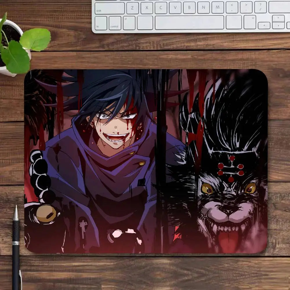 Anime Jujutsu Kaisen Fushiguro Megumi Mousepad Small LockEdge Mouse Pad For Gamers Computer Desk Pad Rectangular Anti-slip