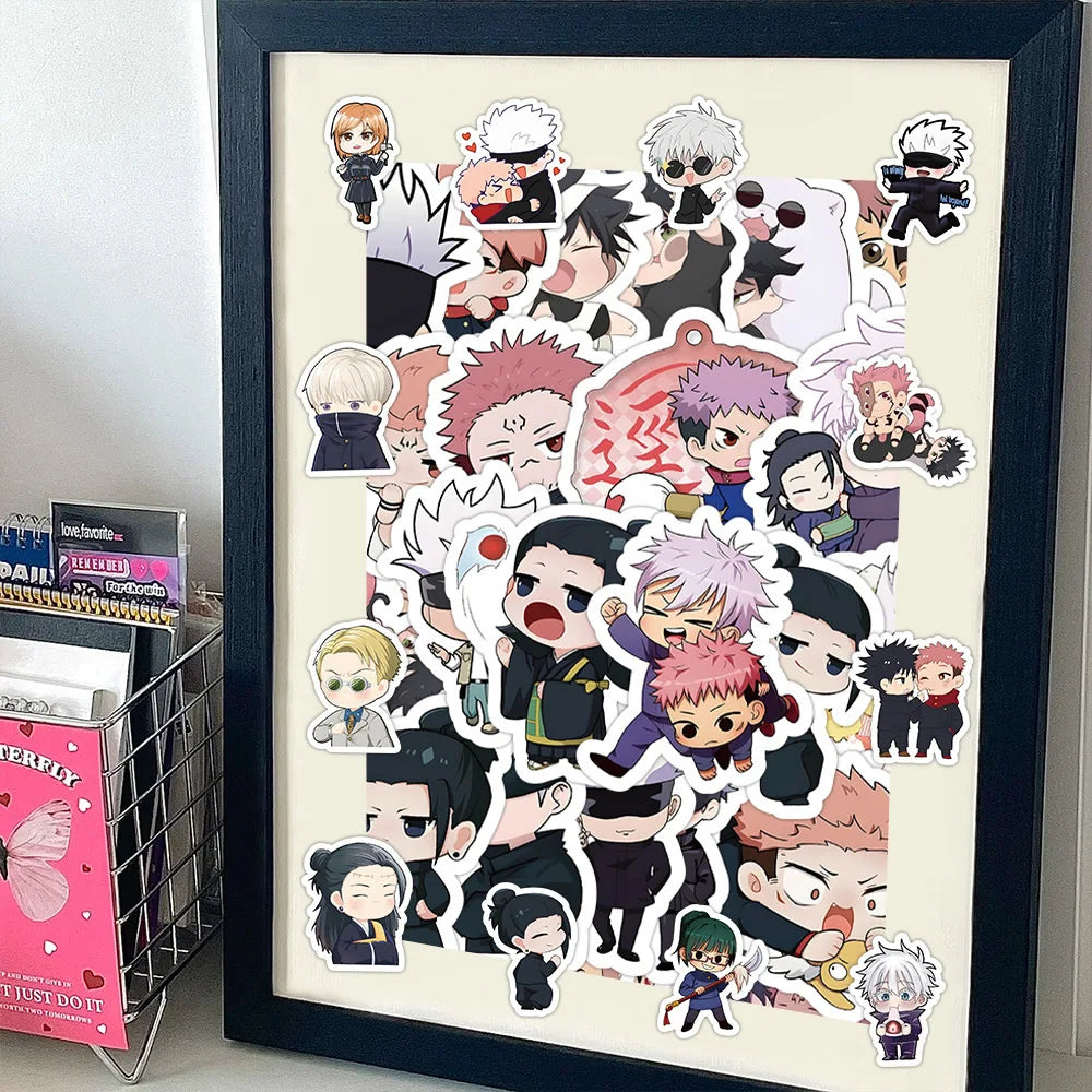 Lot de 30/60/180 autocollants Jujutsu Kaisen, dessin animé, mignon, Satoru, Gojo, Itadori, Yuji, papeterie, téléphone, ordinateur portable, agenda, Kawaii