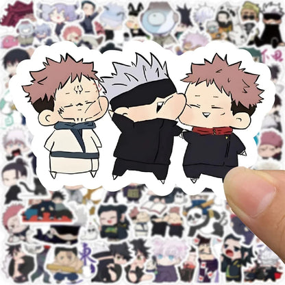 Lot de 10, 30, 50 ou 100 autocollants Kawaii en PVC, motif dessin animé Jujutsu Kaisen, graffiti, pour ordinateur portable, guitare, DIY, cadeau pour enfant