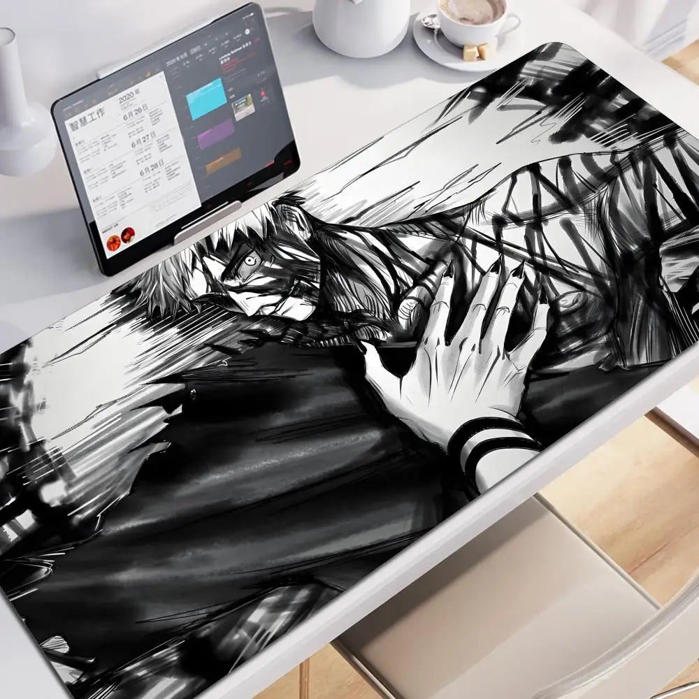HD 60x30CM Black Anime Jujutsu Kaisen XXL Mouse Pad Gojo Satoru Mouse Pads Computer Gaming Peripheral PC Accessories Desk Mat