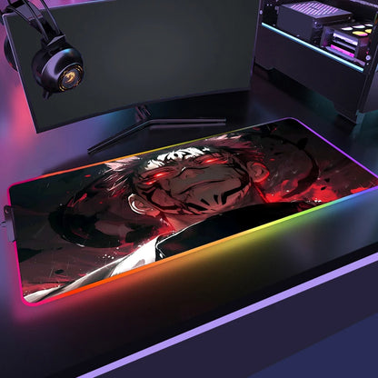 RGB Jujutsu Kaisen Mouse Pad Anime Gojo Satoru Desk Mat Gamer PC Computer XL Varmilo Keyboard Carpet Gaming Accessories Mousepad
