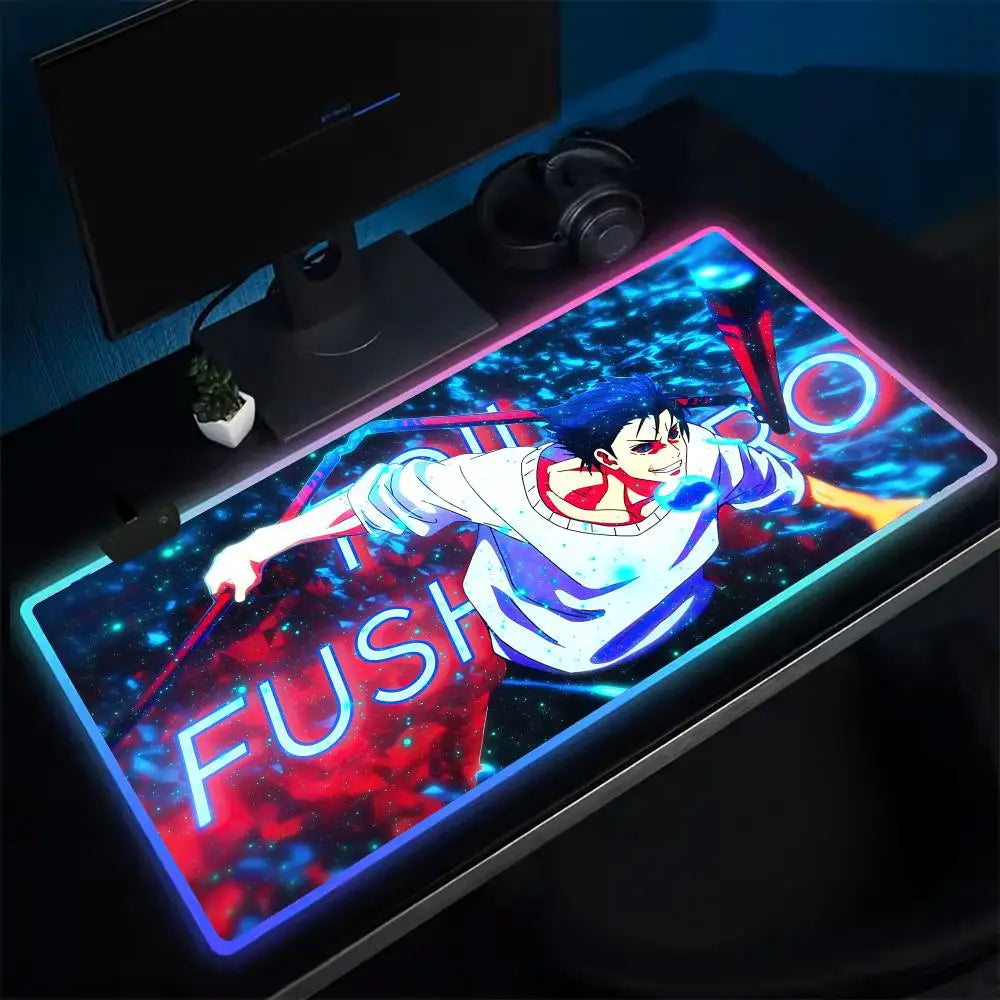 Fushiguro Toji Jujutsu Kaisen Mouse Pad RGB Extra Large Mouse Pad for Gaming, Smooth Surface, Non-Slip, Customizable Lights