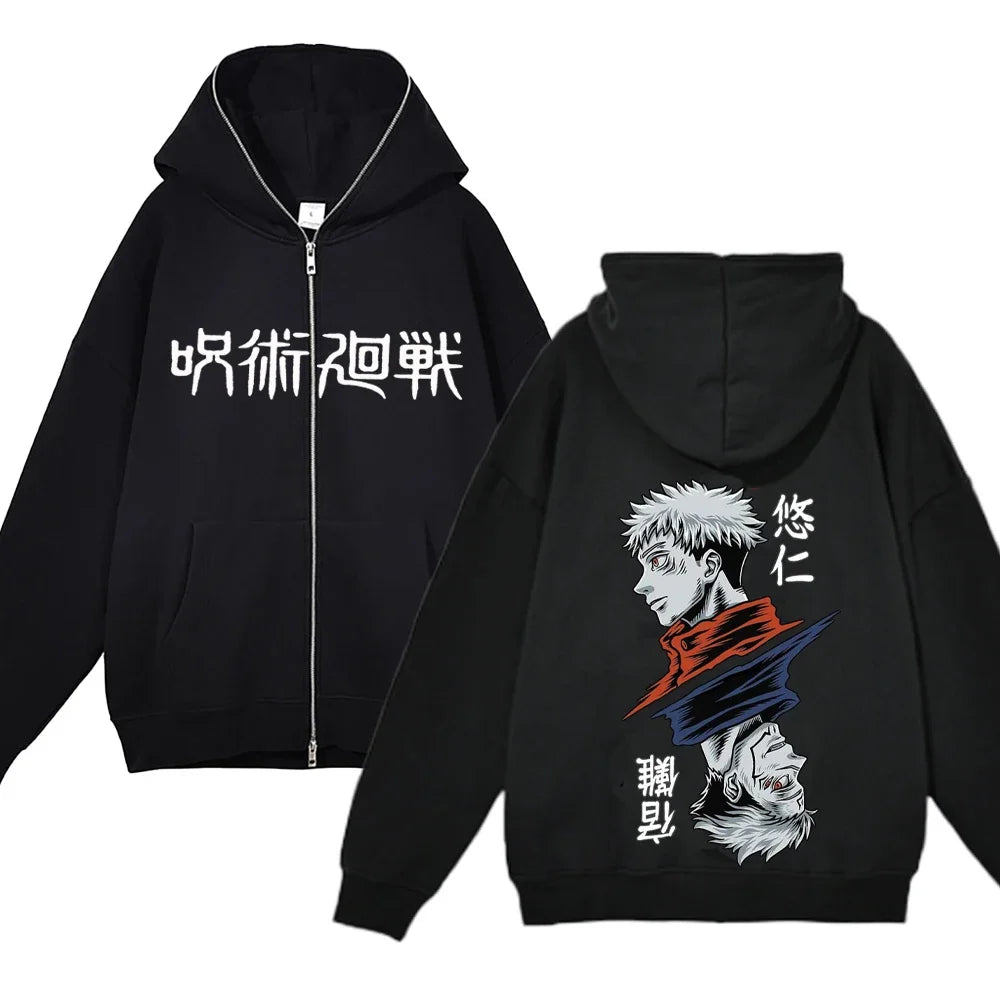 Anime Gojo Satoru Sweatshirts Jujutsu Kaisen Zipper Jackets Gojo Hoodies Thin Fleece Hoodie Zip Up Y2k Hoodies Anime Sweaters - Jujutsu Kaisen Merch - Free Shipping Buy Now