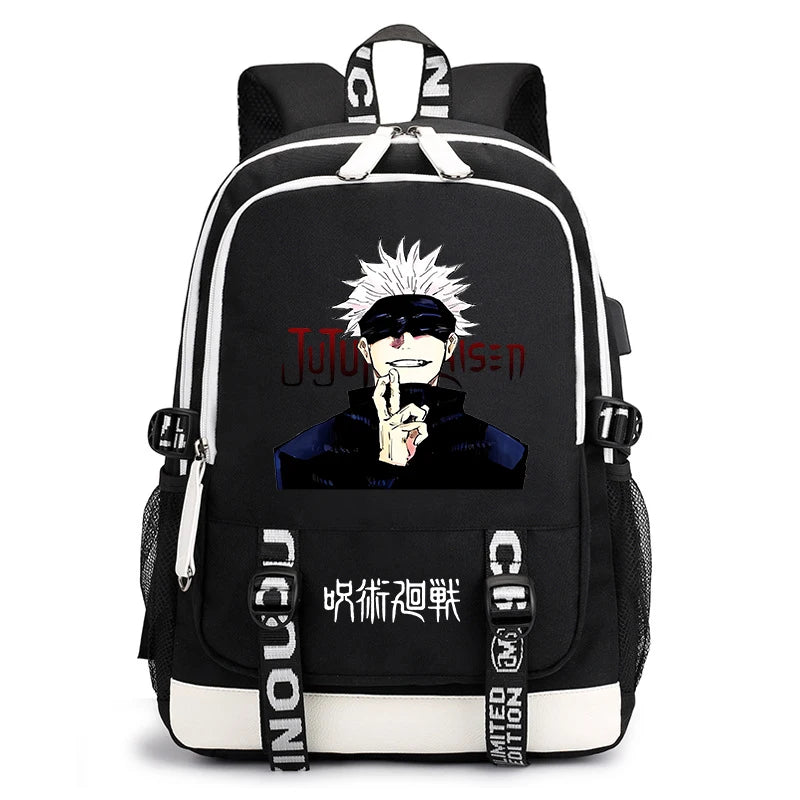 Sac à dos imprimé anime Jujutsu Kaisen, sac d'école pour étudiant, sac USB, cadeau de rentrée scolaire