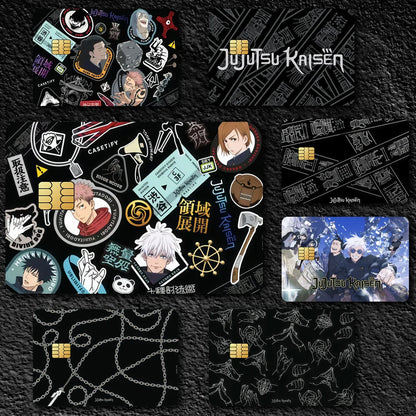 J-Jujutsu Kaisen Fushiguro Toji Anime Film Skin Cover Credit Card Stickers 4PCS Debit Front Decoration Bank Bus Pass Waterproof