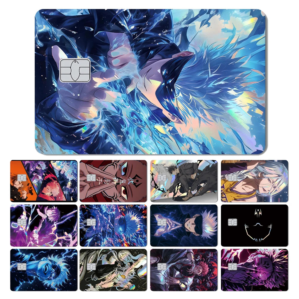 J-Jujutsu K-Kaisen Anime Laser Holographic Itadori Yuji Megumi Fushiguro Gojo Satoru Credit Debit Bank Card Sticker Film Skin