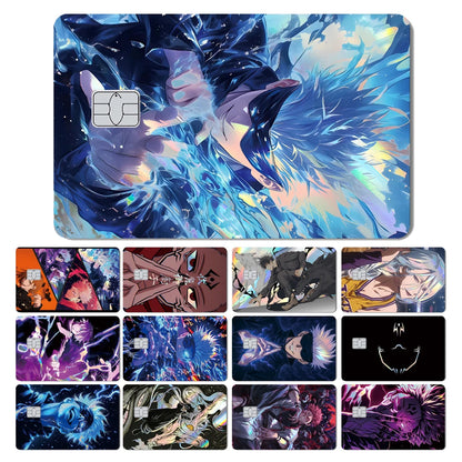 J-Jujutsu K-Kaisen Anime Laser Holographic Itadori Yuji Megumi Fushiguro Gojo Satoru Credit Debit Bank Card Sticker Film Skin