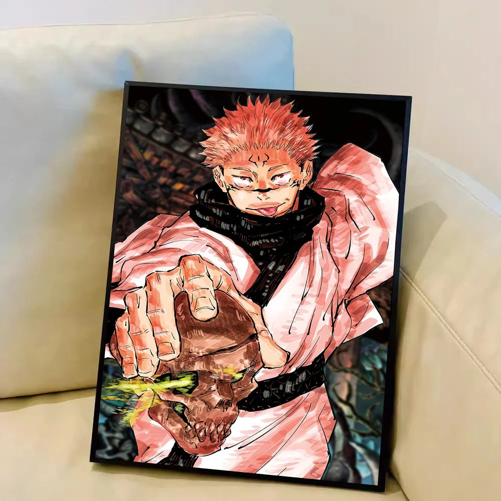 Japan Anime Jujutsu Kaisen Ryomen Sukuna Anime Posters Sticky Decoracion Painting Wall Art White Kraft Paper Wall Decor