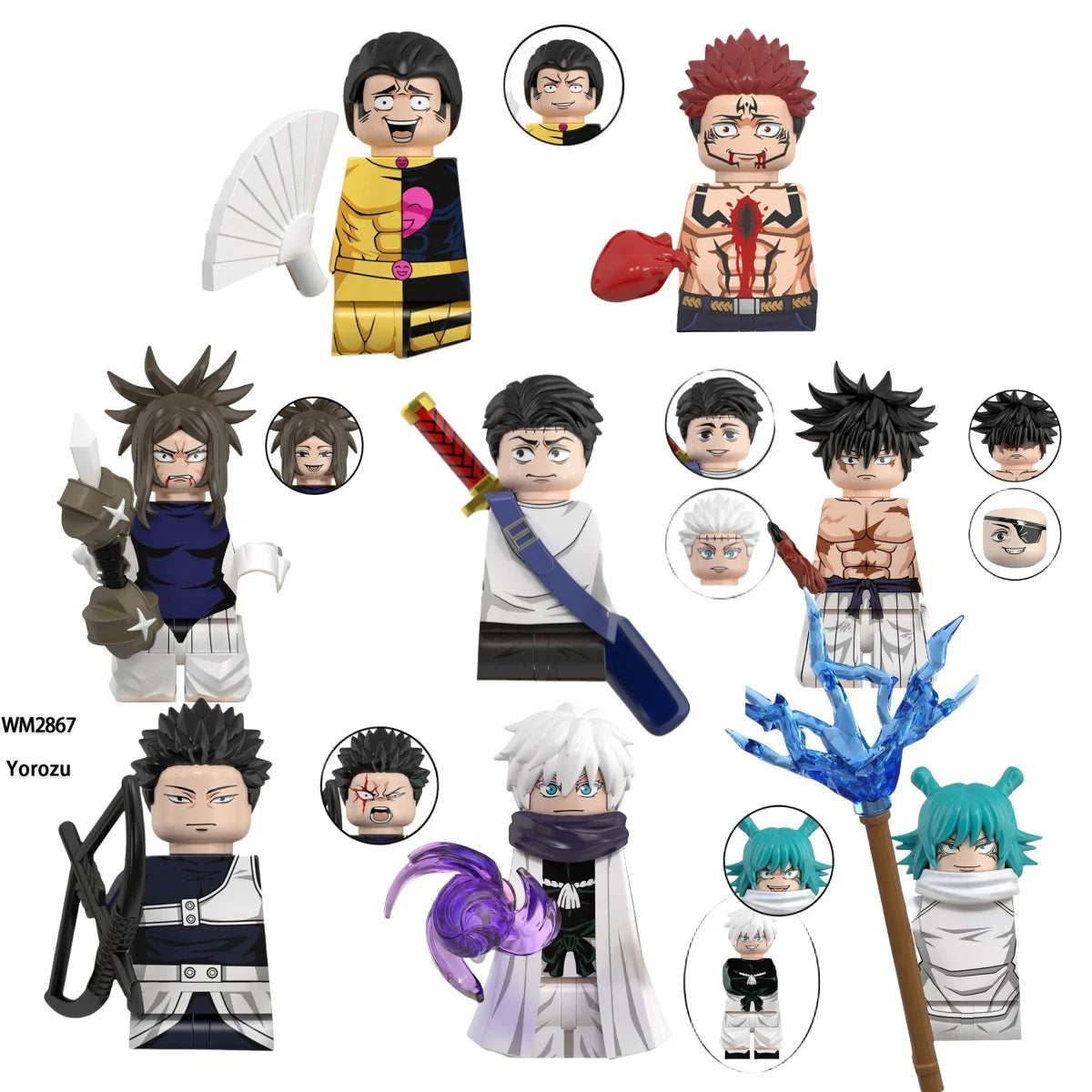 Jujutsu Kaisen Anime Cartoon Gojo Satoru Itadori Yuj Fushiguro Megumi Okkostu Yuta Building Blocks Mini Action Figures Kids Toy - Jujutsu Kaisen Merch - Free Shipping Buy Now