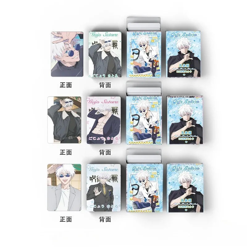 55pcs Jujutsu Kaisen Japanese Anime Laser Small Cards Games Postcards Message Photo Gift Fan Game Gojo Cards Collection