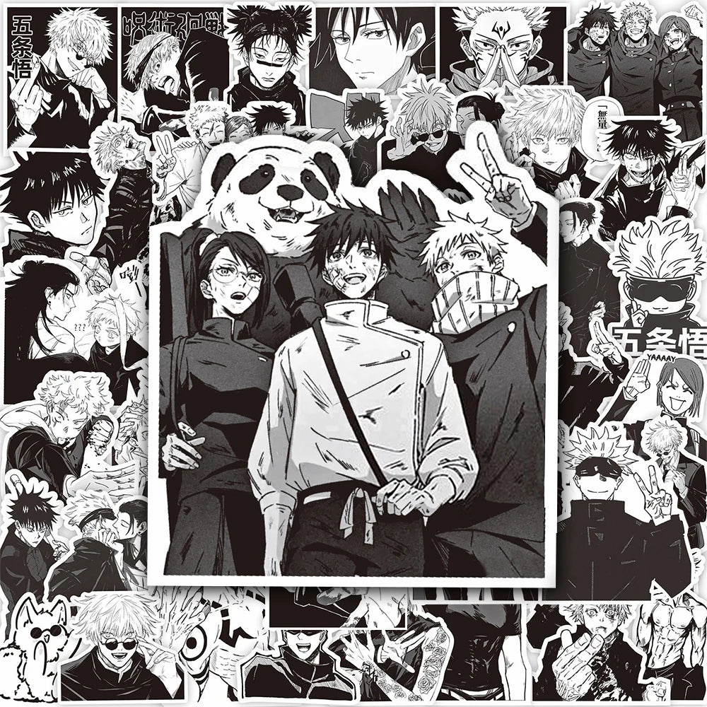 10/30/65pcs Black White Jujutsu Kaisen Anime Stickers Cool Satoru Gojo Cartoon Decals Phone Skateboard Luggage Graffiti Sticker