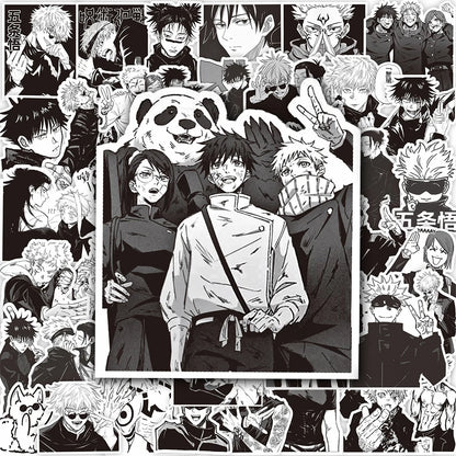10/30/65pcs Black White Jujutsu Kaisen Anime Stickers Cool Satoru Gojo Cartoon Decals Phone Skateboard Luggage Graffiti Sticker