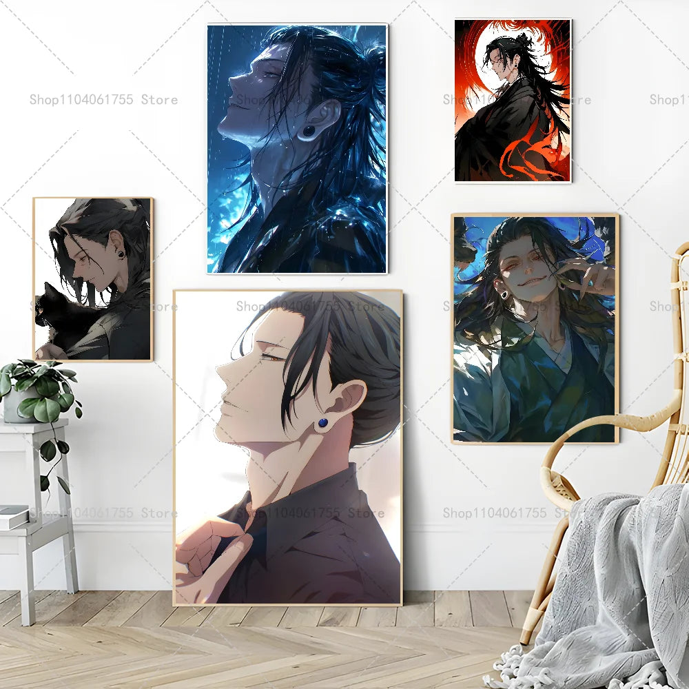 1PC Anime Jujutsu Kaisen Geto Suguru Poster Self-adhesive Art Waterproof Paper Sticker Coffee House Bar Room Wall Decor