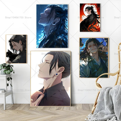 1PC Anime Jujutsu Kaisen Geto Suguru Poster Self-adhesive Art Waterproof Paper Sticker Coffee House Bar Room Wall Decor
