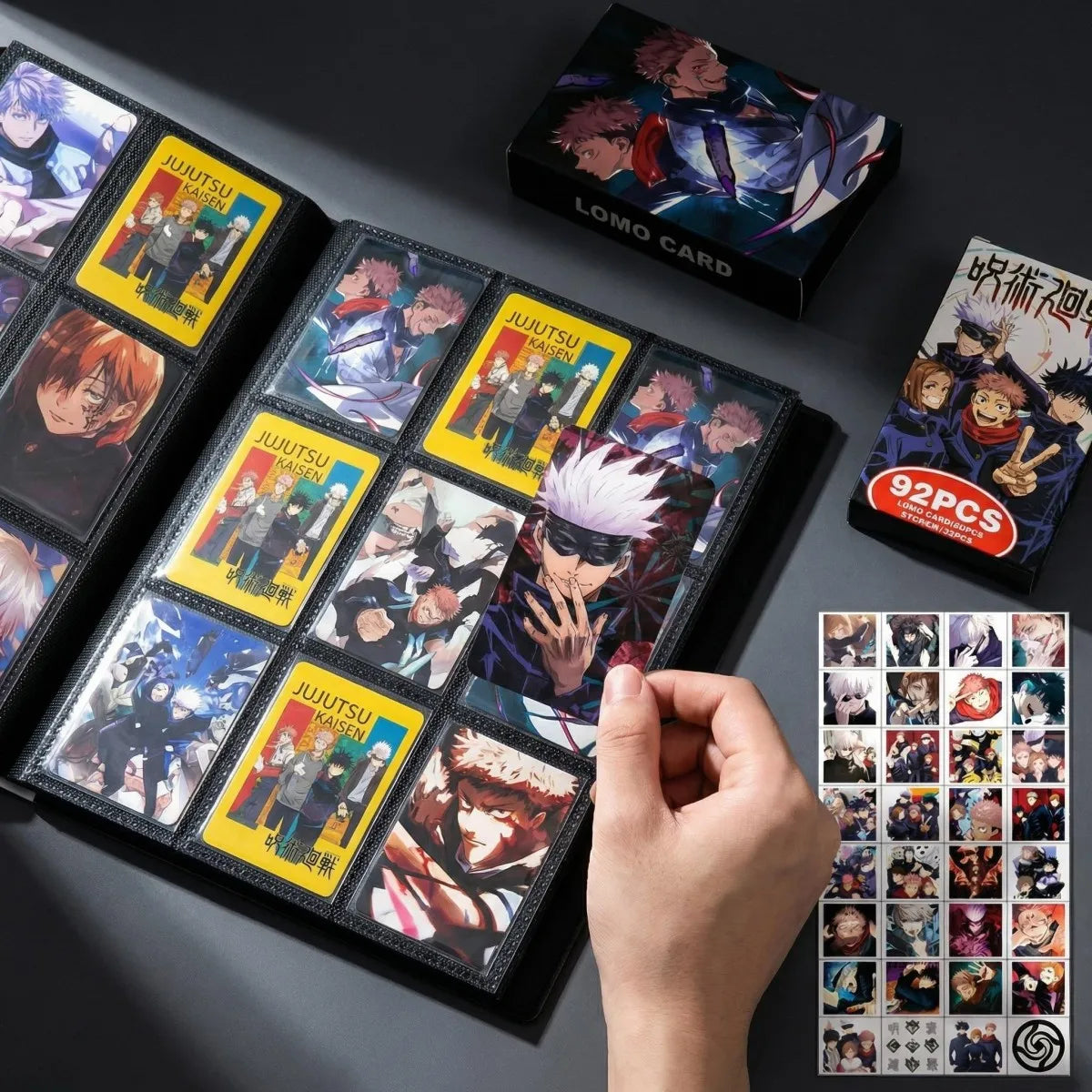 92PCS Cards Set Merch Anime Gojo Satoru Nobara Kugisaki Collectible HD Print Photo Card Jujutsu Kaisen Collect Fan Birthday Gift