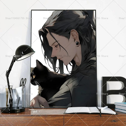 1PC Anime Jujutsu Kaisen Geto Suguru Poster Self-adhesive Art Waterproof Paper Sticker Coffee House Bar Room Wall Decor