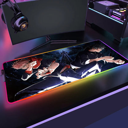 RGB Jujutsu Kaisen Mouse Pad Anime Gojo Satoru Desk Mat Gamer PC Computer XL Varmilo Keyboard Carpet Gaming Accessories Mousepad
