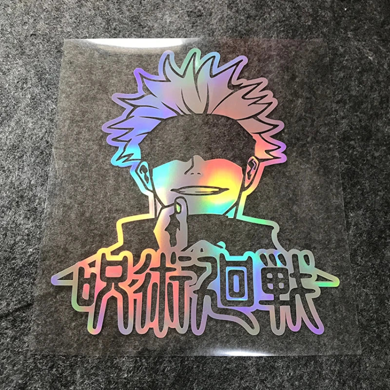 Jujutsu Kaisen Anime Peripherals Gojo Satoru Car Reflective Laser Stickers Motorcycle Computer Notebook Computer Case Stickers