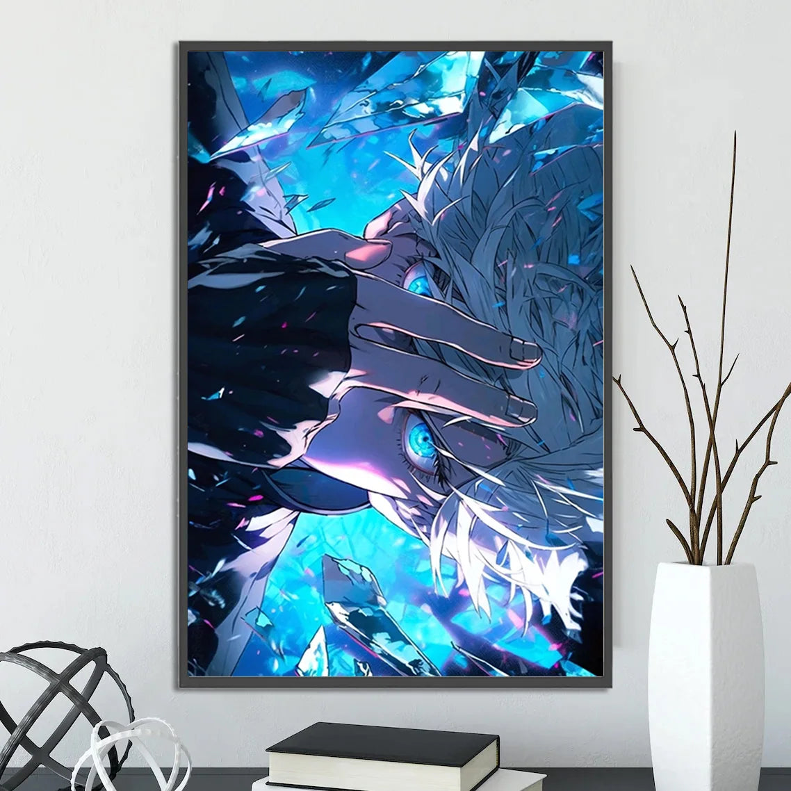 J-Jujutsu Gojo Satoru Self-adhesive Poster Anime Wallpaper Figures Home Decoration Painting Wall Art Bedroom Cartoons Decor