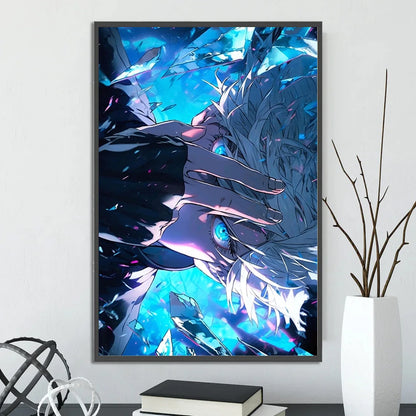 J-Jujutsu Gojo Satoru Self-adhesive Poster Anime Wallpaper Figures Home Decoration Painting Wall Art Bedroom Cartoons Decor