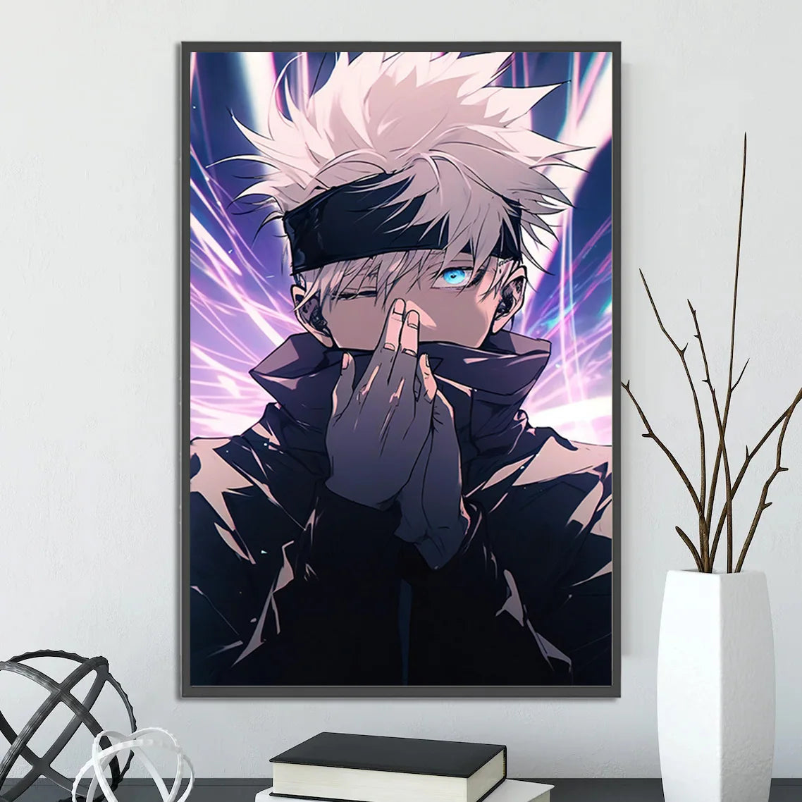 J-Jujutsu Self-adhesive Poster Anime Figures Home Decoration Painting Wall Art Bedroom Cartoons Decor Gojo Satoru Wallpaper