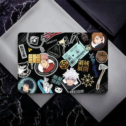 J-Jujutsu Kaisen Fushiguro Toji Anime Film Skin Cover Credit Card Stickers 4PCS Debit Front Decoration Bank Bus Pass Waterproof