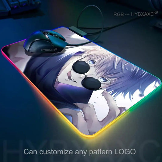 HD Gamer Japan Hot Anime Mouse Pad RGB Gaming Mouse Pad Desk Mat Large LED Light XXL 900x400x4mm Jujutsu Kaisen Gojo Mouse Pad