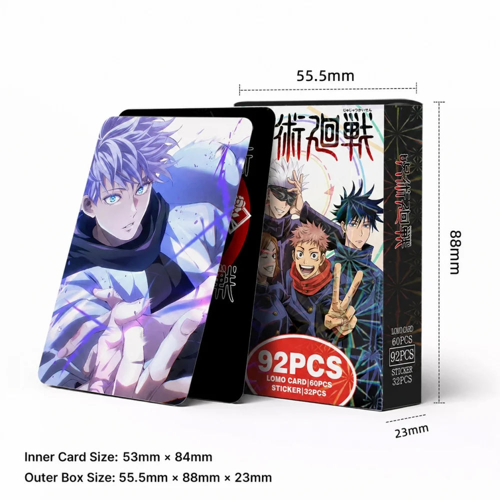Jujutsu Kaisen 92PCS Lomo Cards Sticker Box Gojo Yuji Sukuna Character Cards for Album Decor Collection Toys Birthday Gifts