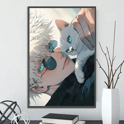 J-Jujutsu Self-adhesive Poster Anime Figures Home Decoration Painting Wall Art Bedroom Cartoons Decor Gojo Satoru Wallpaper