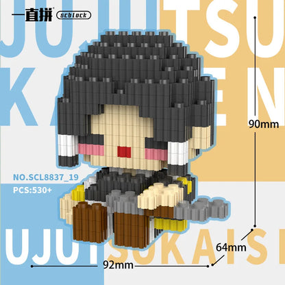 JX TOY Anime Jujustu Micro Bloc de Construction Ornements de Bureau à Collectionner Statue Gojo Satoru Poupée Itadori Yuji Bloc Fushiguro Megumi