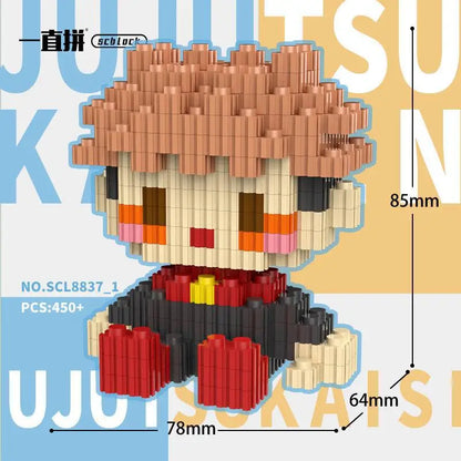 JX TOY Anime Jujustu Micro Bloc de Construction Ornements de Bureau à Collectionner Statue Gojo Satoru Poupée Itadori Yuji Bloc Fushiguro Megumi