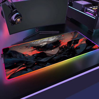 RGB Jujutsu Kaisen Mouse Pad Anime Gojo Satoru Desk Mat Gamer PC Computer XL Varmilo Keyboard Carpet Gaming Accessories Mousepad